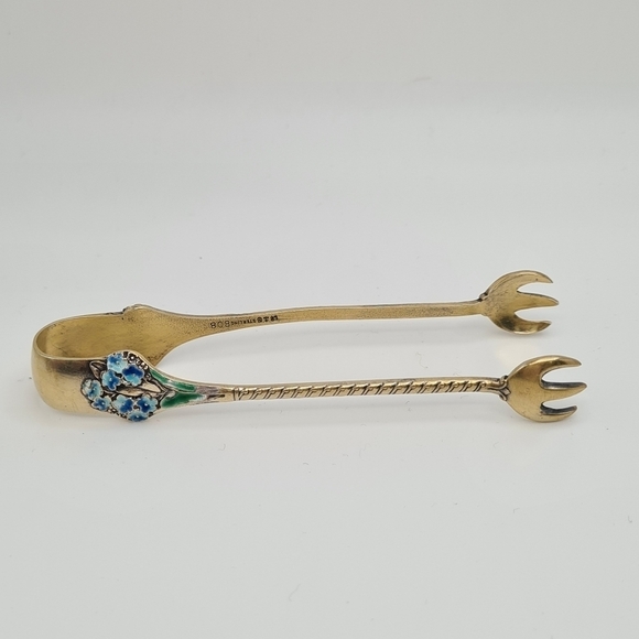 Gorham Sterling & Enamel Flowers Demitasse Spoons Set of 11 & Sugar Tong #808 - Picture 4 of 12